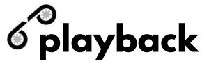 Playback logo with spinning tape reels indicating audio playing from tape